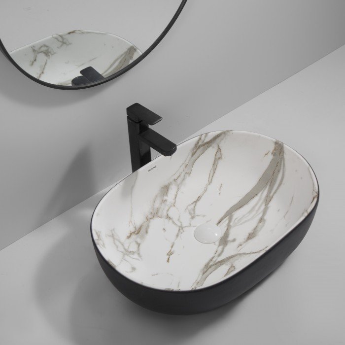 Раковина накладная MIXXUS PREMIUM ELLIPSE-0105 MARBLE-BLACK 600х400х150mm (MP6565) Раковина накладная MIXXUS PREMIUM ELLIPSE-0105 MARBLE-BLACK 600х400х150mm (MP6565)