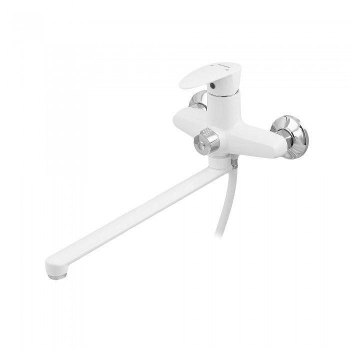 Смеситель для ванны Plamix Cezar-006 EURO SET White (со шлангом, лейкой и кронштейном) (PM0666) Смеситель для ванны Plamix Cezar-006 EURO SET White (со шлангом, лейкой и кронштейном) (PM0666)