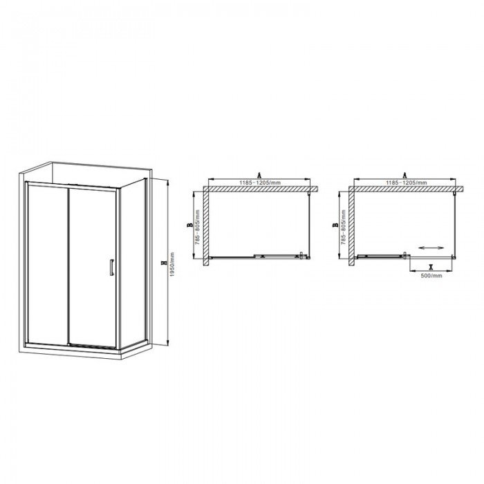 Душевая кабина без поддона Mixxus Premium DIVERSE SC03-120x80x195-TR Black прозрачное стекло 6мм (M