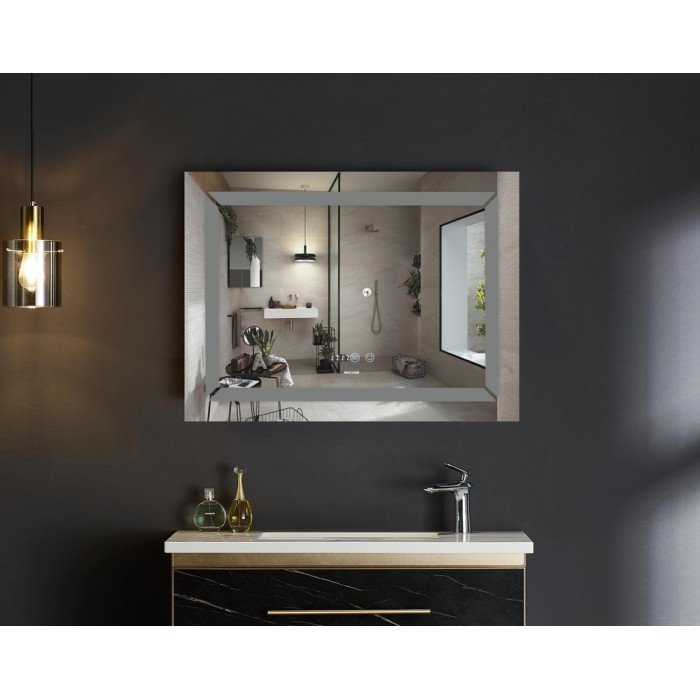 Зеркало Mixxus LIGHT MR01-90x70 с Led Touch, Anti-fog, димером, регулятором яркости, часами (MI5999