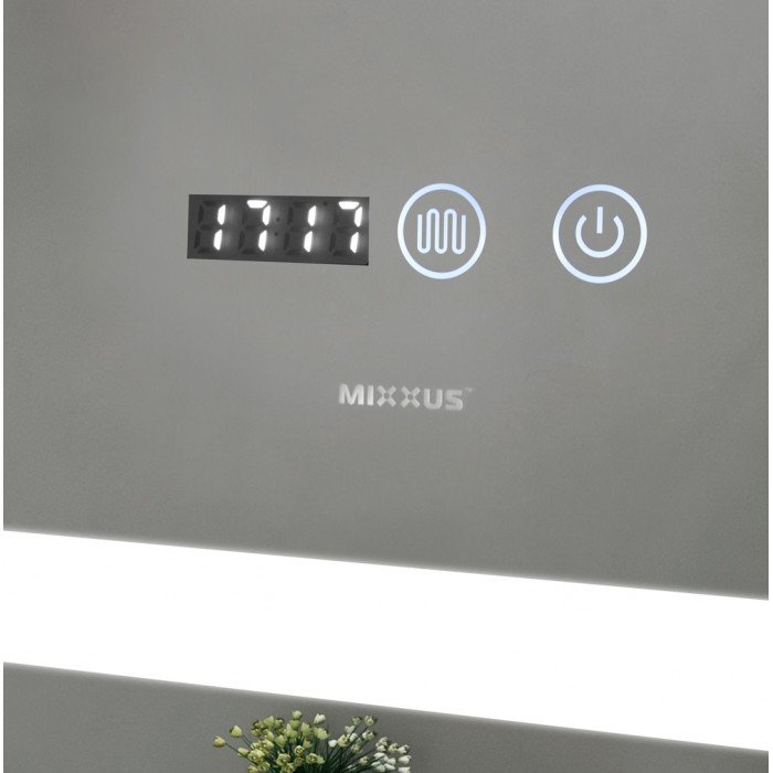 Зеркало Mixxus LIGHT MR01-90x70 с Led Touch, Anti-fog, димером, регулятором яркости, часами (MI5999