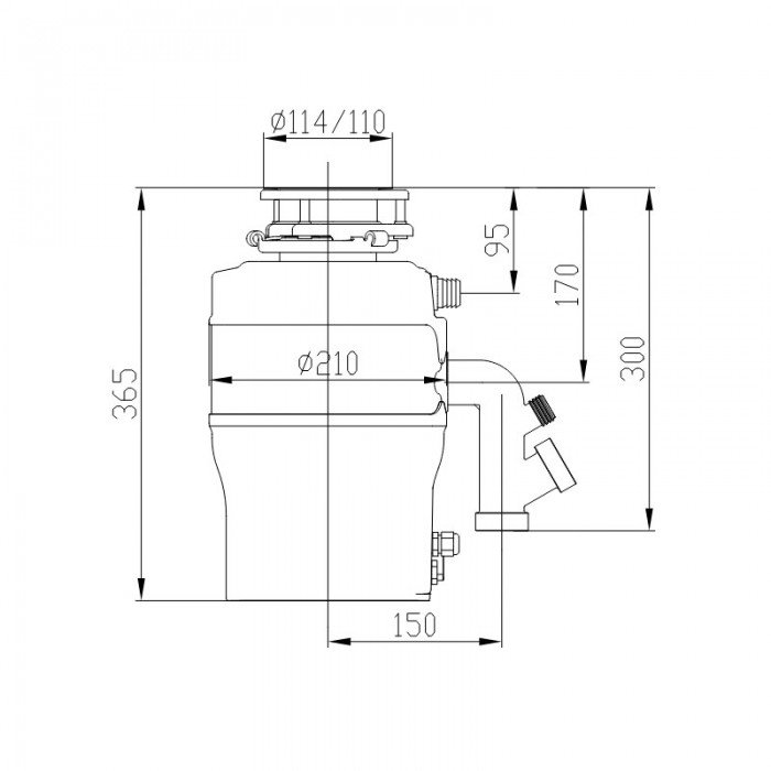 Измельчитель пищевых отходов Koer FWD-02-0,75 - SILENT (560Вт, индукционный двигатель) (KR4913)