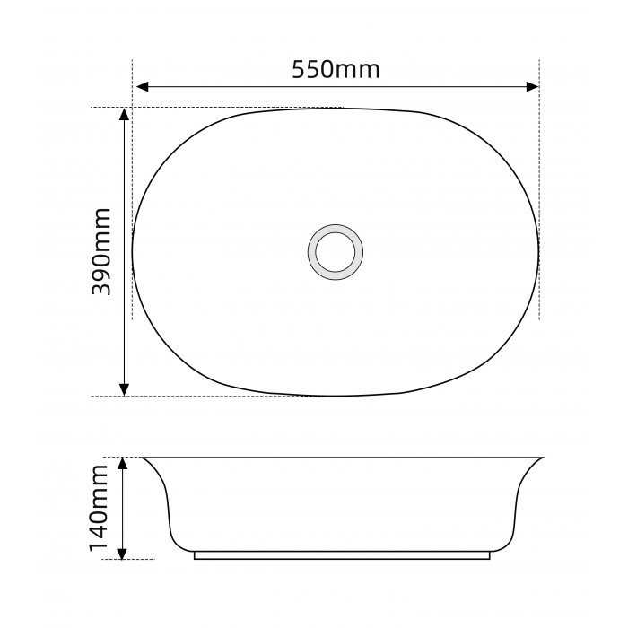 Раковина накладна Mixxus Premium ELLIPSE-0103 550х390х140mm (MP6553)