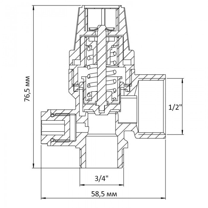 Клапан предохранительный ВН 1/2"х3/4" Koer KR.1262 (с вых. для подключ. манометра) (3 бар) (KR3111)