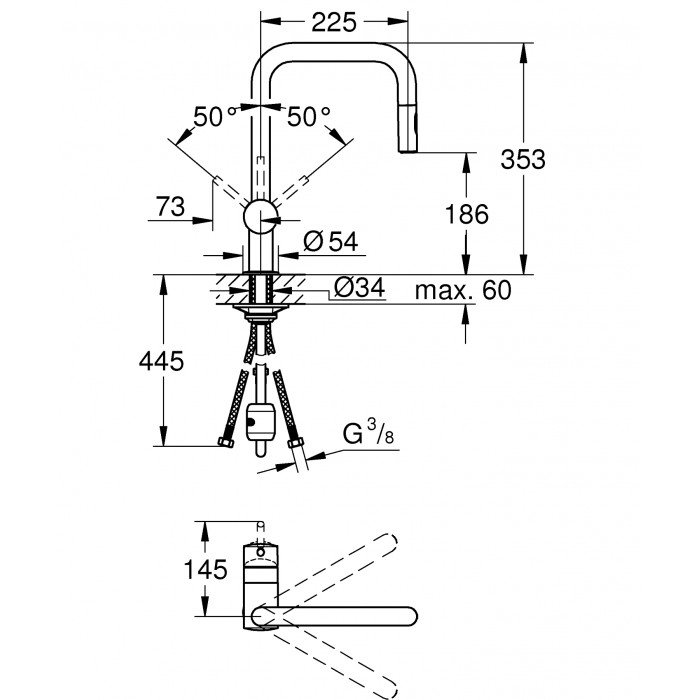 Смеситель для кухни с выдвижным изливом Grohe Minta (32322002) Смеситель для кухни с выдвижным изливом Grohe Minta (32322002)