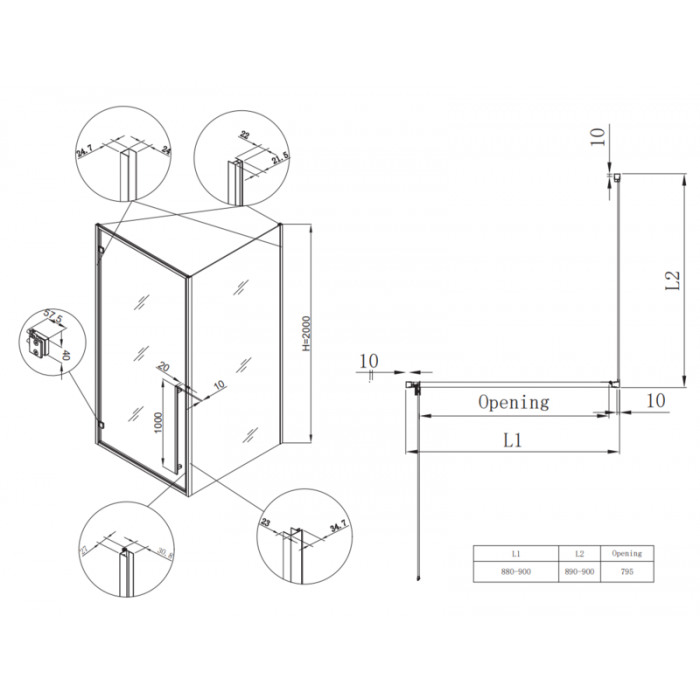 Душевая кабина без поддона Koer SR SC08-90x90x200-TR-01 прозрачное стекло Easy Clean 6мм, хром (KR5 Душевая кабина без поддона Koer SR SC08-90x90x200-TR-01 прозрачное стекло Easy Clean 6мм, хром (KR5