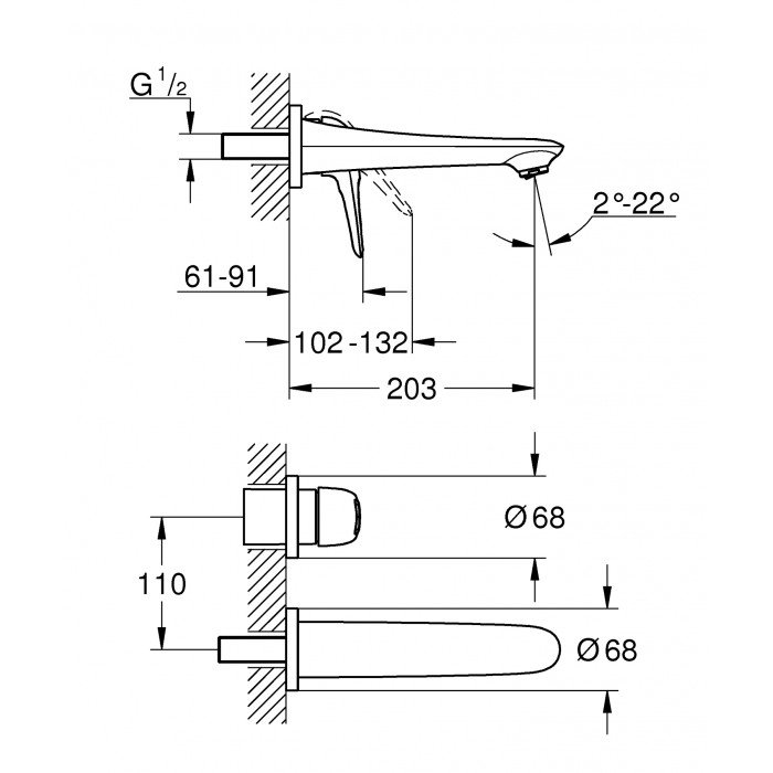 Змішувач для раковини прихованого монтажу Grohe Eurostyle (19571LS3) Змішувач для раковини прихованого монтажу Grohe Eurostyle (19571LS3)