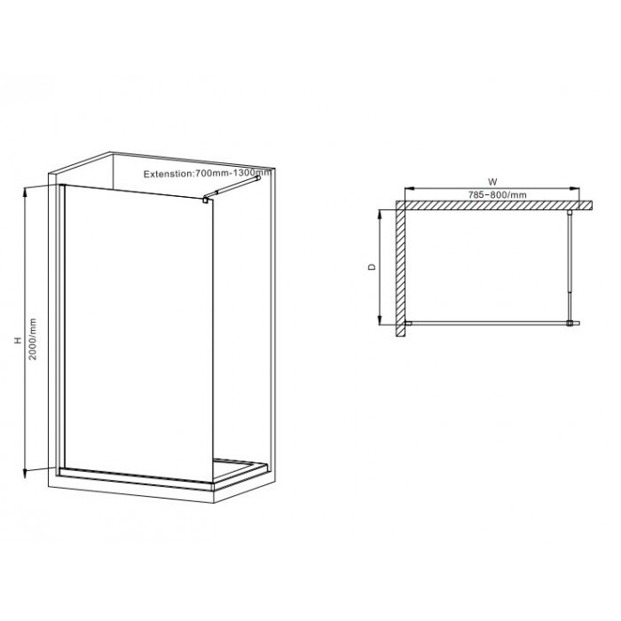 Душевая перегородка Mixxus Premium FLAT SP01-80x200-TR Chrome Walk-In прозрачное стекло 8мм (MI6849 Душевая перегородка Mixxus Premium FLAT SP01-80x200-TR Chrome Walk-In прозрачное стекло 8мм (MI6849