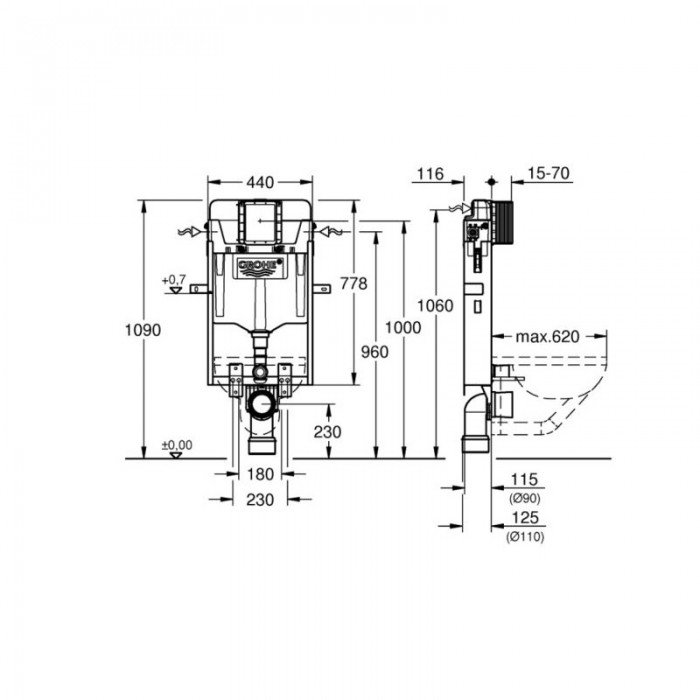 Модуль установочный для подвесного унитаза Grohe Uniset (39165000) Модуль установочный для подвесного унитаза Grohe Uniset (39165000)