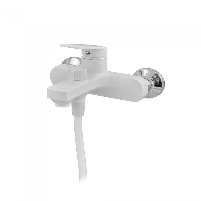 Змішувач для ванни Plamix Lucas-009 EURO SET White з шлангом, лійкою та кронштейном (PM0708) Змішувач для ванни Plamix Lucas-009 EURO SET White з шлангом, лійкою та кронштейном (PM0708)