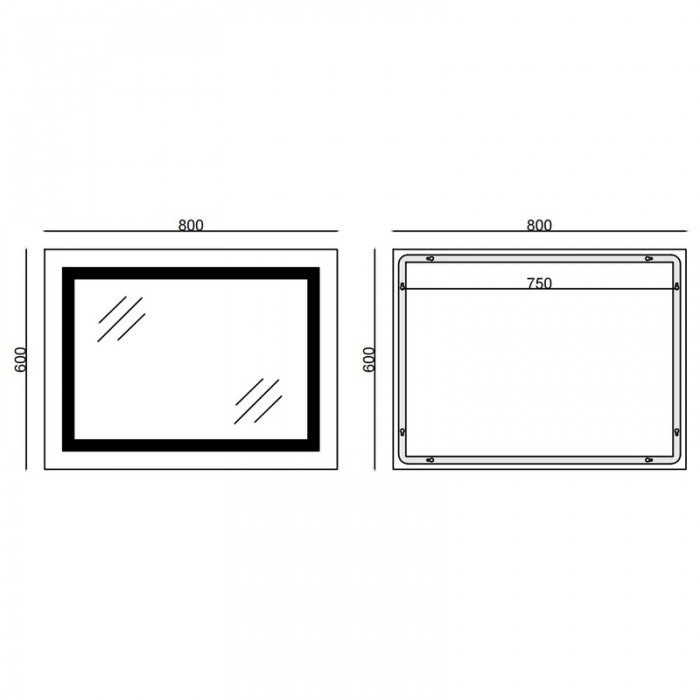 Зеркало Mixxus STYLE MR03-80x60 с Led Touch, Anti-fog, димером, регулятором яркости, часами (MI6005
