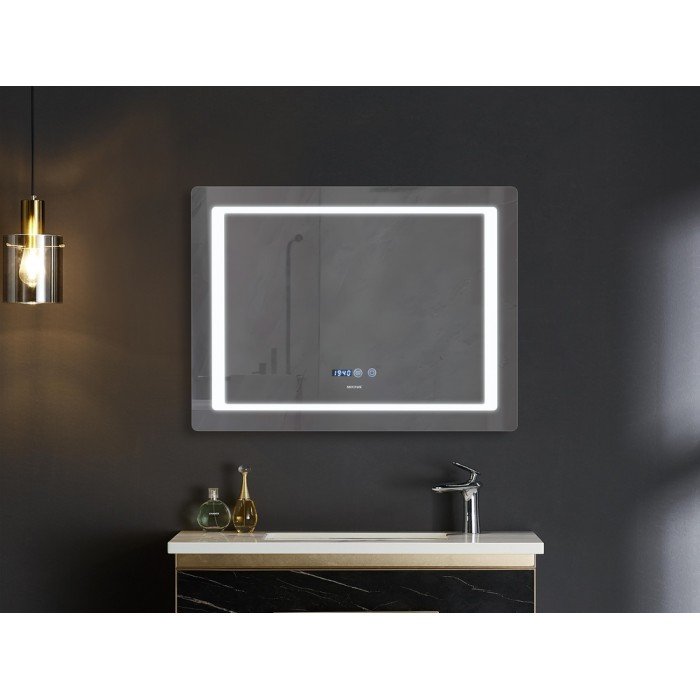Зеркало Mixxus STYLE MR03-80x60 с Led Touch, Anti-fog, димером, регулятором яркости, часами (MI6005