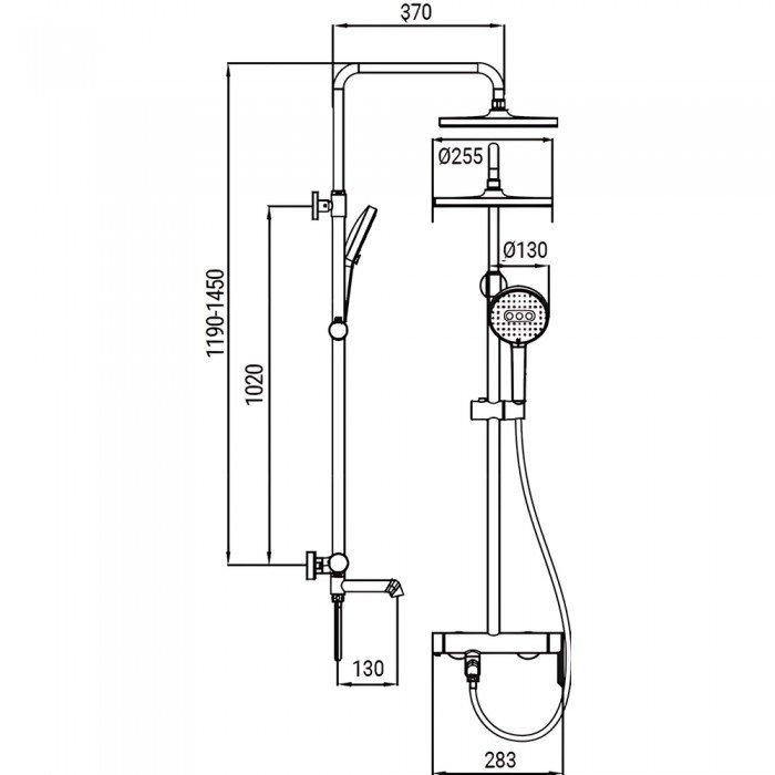 Душова колонна зі змішувачем Koer KB-56029-07 3 функції, колір графіт (KR5497)
