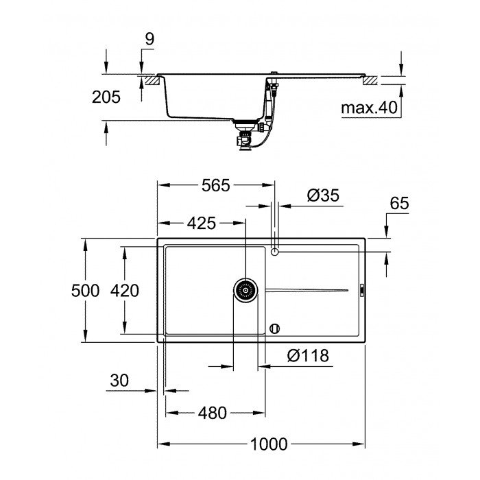 Композитна мийка для кухні Grohe K400 (31641AP0) Композитна мийка для кухні Grohe K400 (31641AP0)