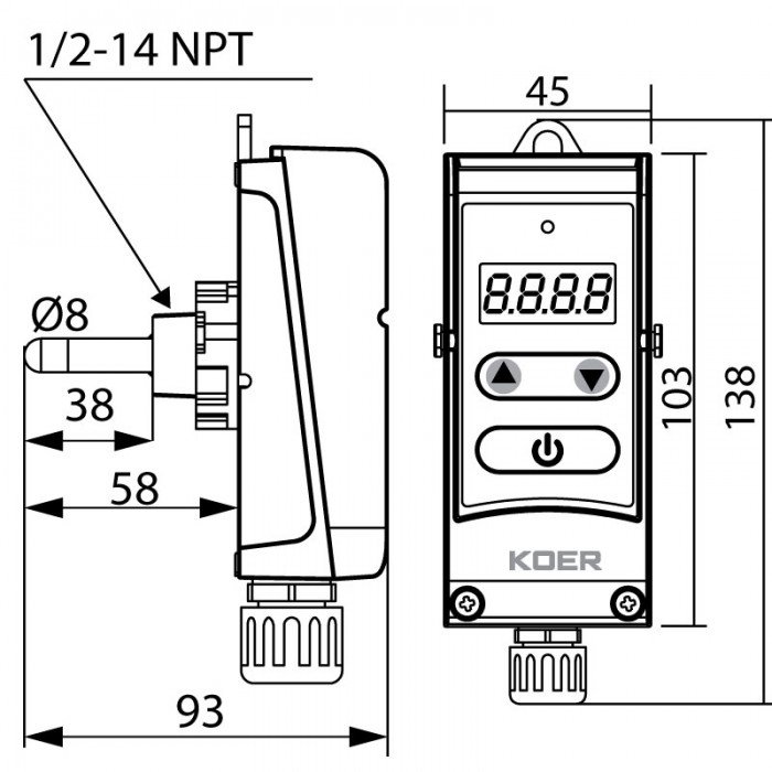 Термостат електричний занурювальний Koer KR.1353E (+5…+80*C) (KP2780) Термостат електричний занурювальний Koer KR.1353E (+5…+80*C) (KP2780)