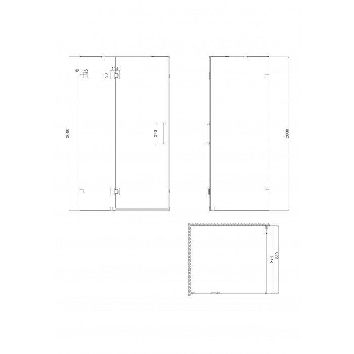 Боковая стенка для кабины Koer SR SW04-90x200-TR-07 прозрачное стекло Easy Clean 10мм, графит (KR53