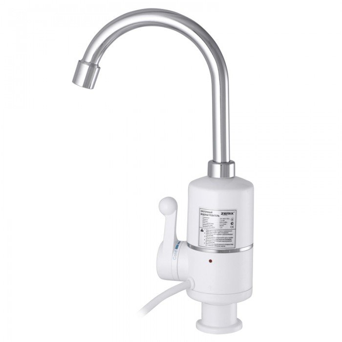 Водонагрівач 3 kW проточний Zerix ELW06-E, З ІНДИКАТОРОМ ТЕМП., на мийку (ZX3074)