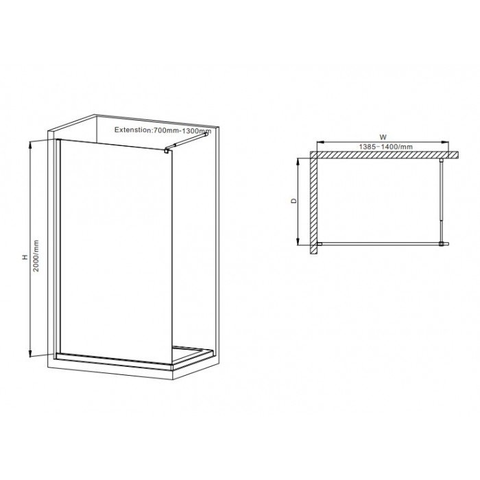 Душевая перегородка Mixxus Premium FLAT SP01-140x200-TR Chrome Walk-In прозрачное стекло 8мм (MI685 Душевая перегородка Mixxus Premium FLAT SP01-140x200-TR Chrome Walk-In прозрачное стекло 8мм (MI685