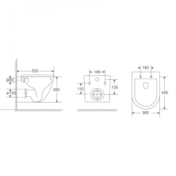 Унитаз подвесной Mixxus Premium ELLIPSE-0303-T3 BLACK 520х365х360mm, система смыва TORNADO 3.0 (MP6 Унитаз подвесной Mixxus Premium ELLIPSE-0303-T3 BLACK 520х365х360mm, система смыва TORNADO 3.0 (MP6
