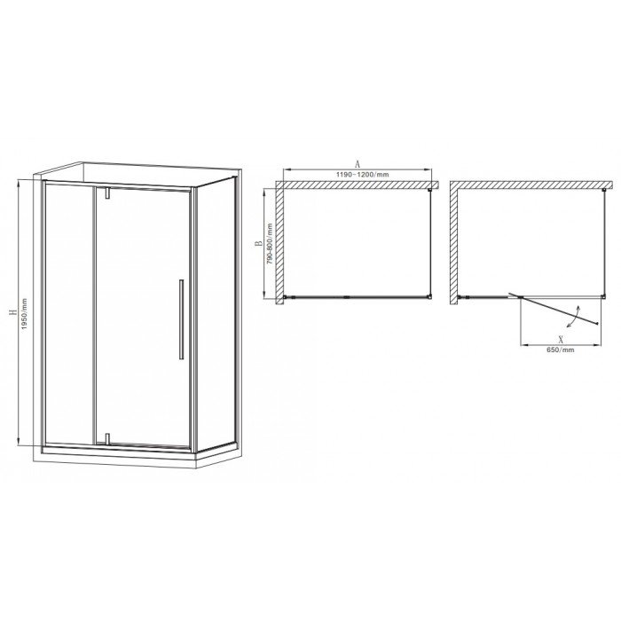 Душевая кабина без поддона Mixxus Premium BEVEL SC01-120x80x195-TR Chrome прозрачное стекло 6мм (MI
