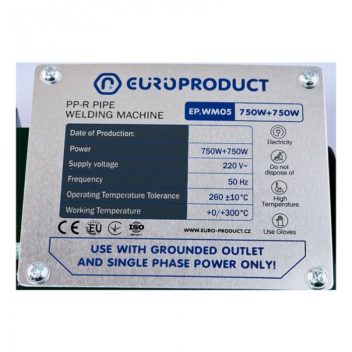 Паяльник Europroduct EP.WM05 для PPR труб (плоскі насадки) 20/40mm (EP6095) Паяльник Europroduct EP.WM05 для PPR труб (плоскі насадки) 20/40mm (EP6095)