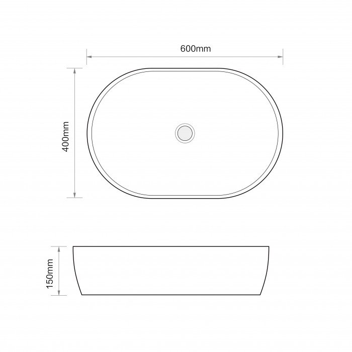Раковина накладна MIXXUS PREMIUM ELLIPSE-0105 600х400х150mm (MP6563)