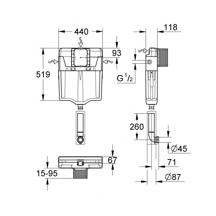 Смывной бачок GD 2 Grohe GD2 (38661000) Смывной бачок GD 2 Grohe GD2 (38661000)
