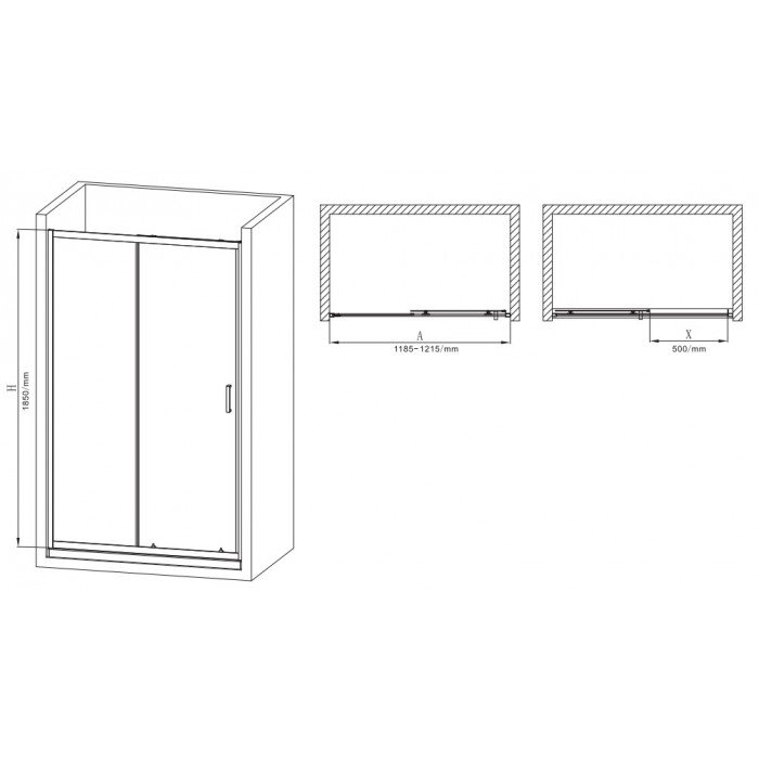 Двері в нішу Mixxus Premium DIVERSE SD01-120x185-TR Black прозоре скло 5мм (MI6877) Двері в нішу Mixxus Premium DIVERSE SD01-120x185-TR Black прозоре скло 5мм (MI6877)