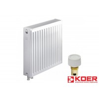 KOER Стальной радиатор 22 x 300 x 600B  нижнее подключение с термоклапаном.
